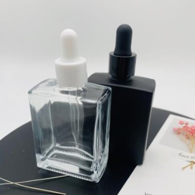 30ml 50ml square mat black glass bottle cosmetic beard oil glass dropper bottle