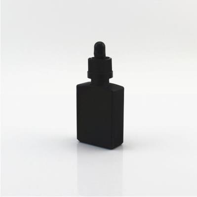 30ml 50ml square mat black glass bottle cosmetic beard oil glass dropper bottle