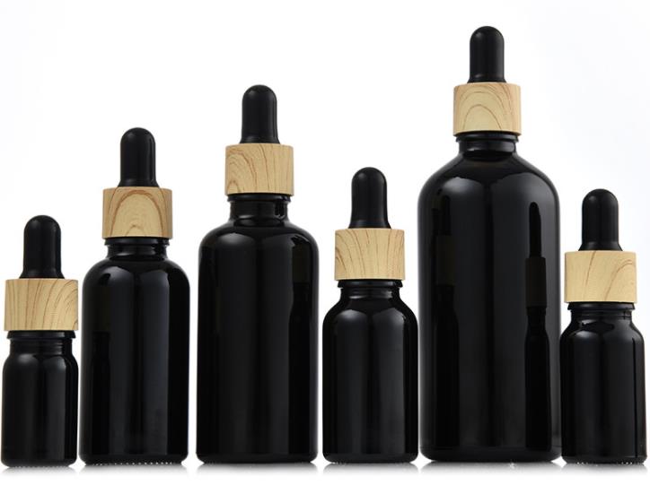 30ml 60 ml 50 ml 100 ml 120 ml Frosted White Amber Black Glass Bottle with Bamboo Dropper for CBD Oil
