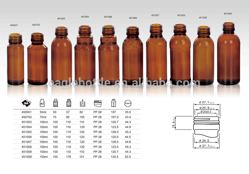 30ml 60ml 100ml 125ml 150ml 200ml amber glass pharmaceutical grade bottles,amber syrup medicine glass bottle