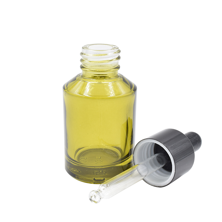 30ml 60ml 100ml wholesale glass bottle green slant shoulder custom essential oil glass bottle with dropper