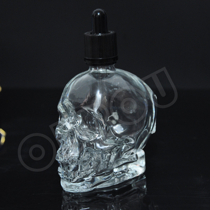 30ml 60ml 120ml China supplier skull head shape glass skull dropper bottle