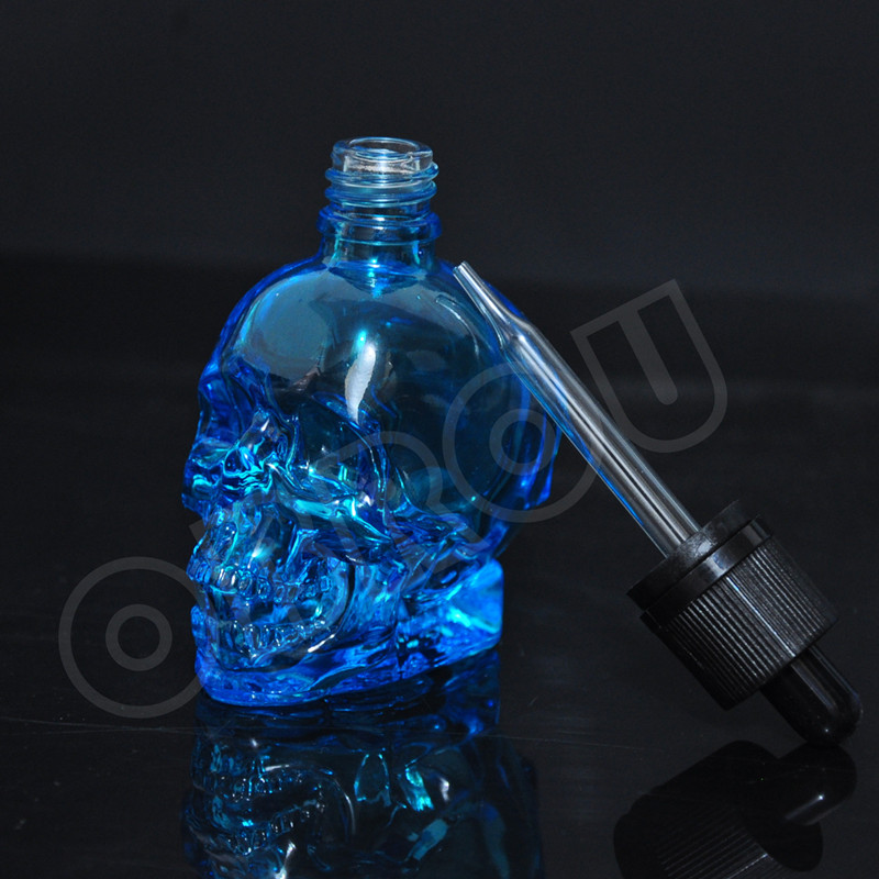 30ml 60ml 120ml China supplier skull head shape glass skull dropper bottle