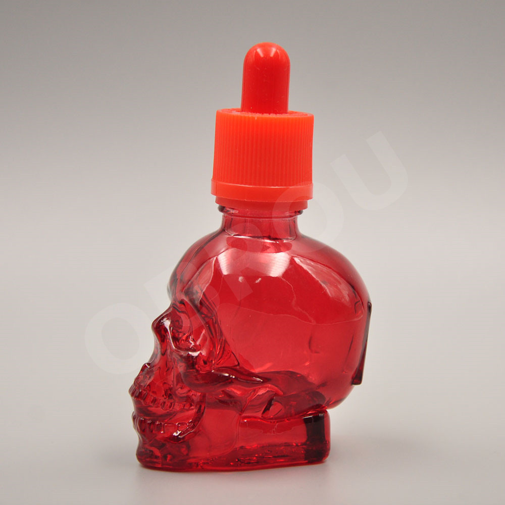 30ml 60ml 120ml China supplier skull head shape glass skull dropper bottle