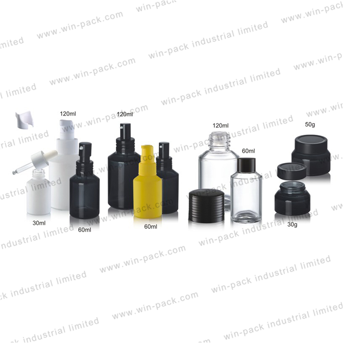 30ml 60ml 120ml slip shoulder refillable yellow white black painting glass pump lotion bottle
