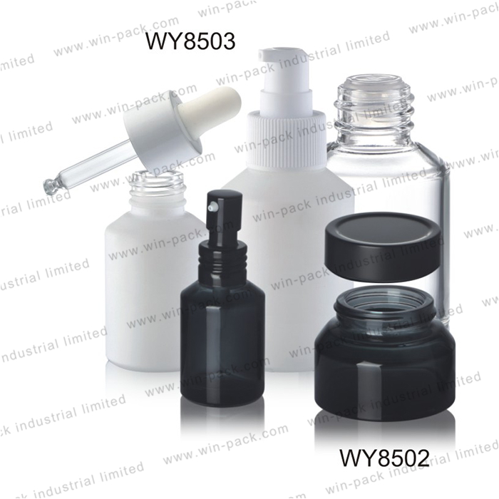 30ml 60ml 120ml slip shoulder refillable yellow white black painting glass pump lotion bottle