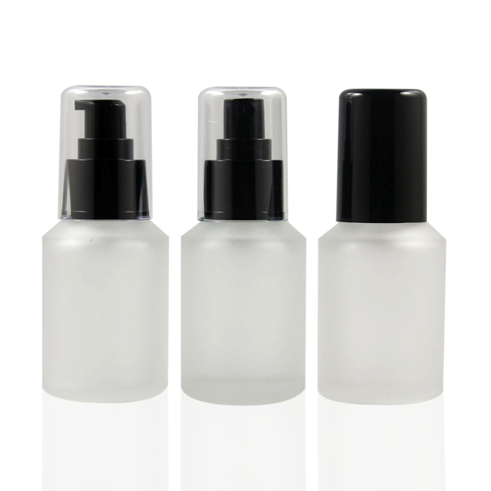 30ml 60ml 125ml 200ml matte frosted glass lotion pump bottles, cosmetic glass pump packaging