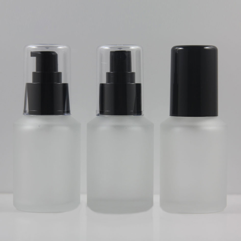 30ml 60ml 125ml 200ml matte frosted glass lotion pump bottles, cosmetic glass pump packaging