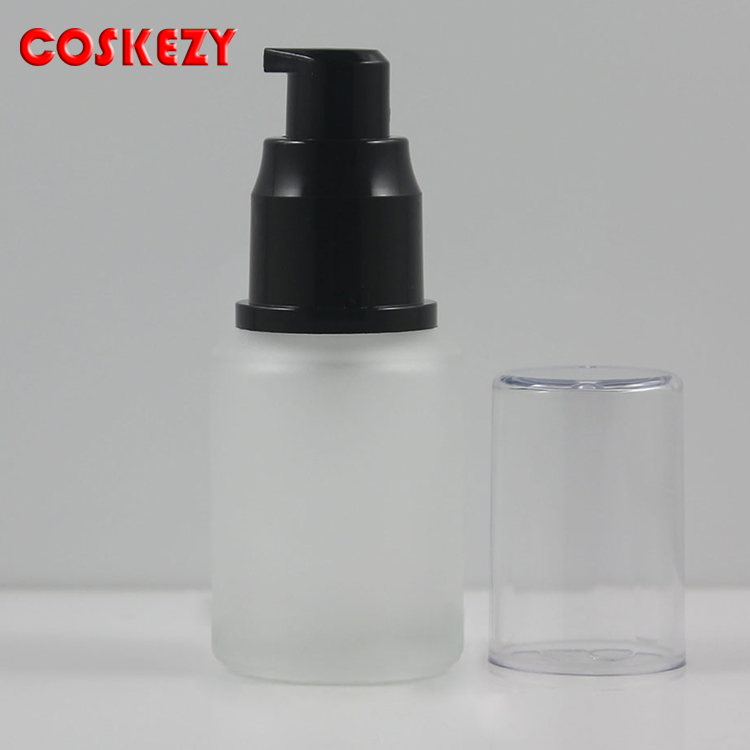 30ml 60ml 125ml 200ml matte frosted glass lotion pump bottles, cosmetic glass pump packaging