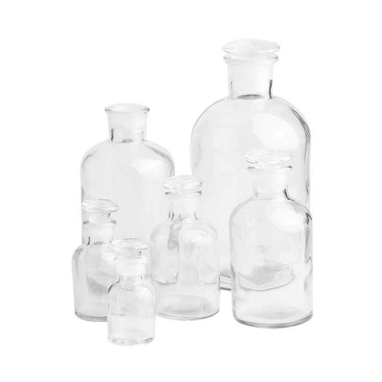 30ml 60ml 125ml 250ml 500ml 1000ml Medical glass pill apothecary reagent bottle with Sealed glass cork