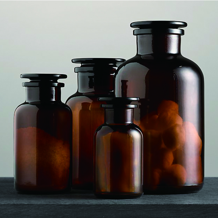 30ml 60ml 125ml 250ml 500ml 1000ml amber Medical glass pill apothecary reagent bottle with Sealed glass cork