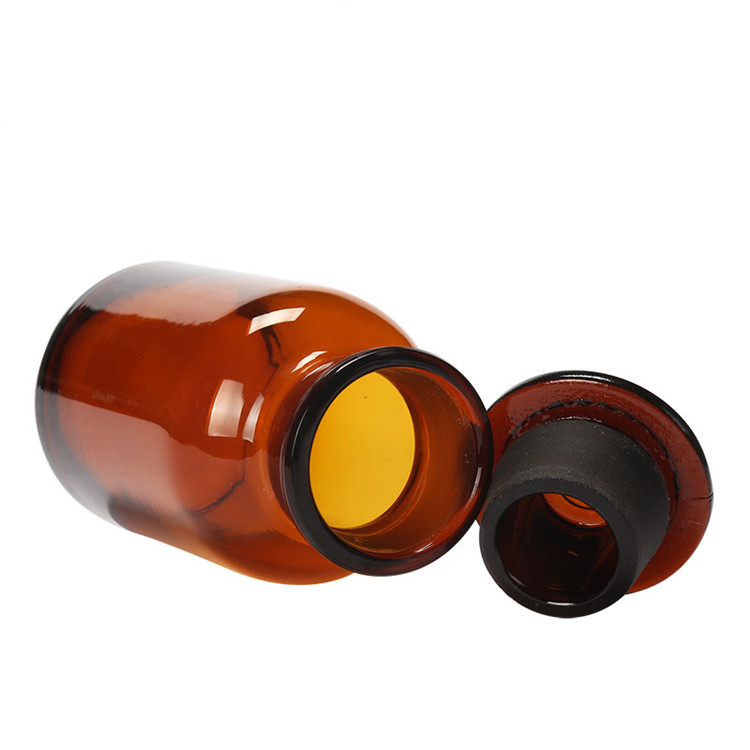 30ml 60ml 125ml 250ml 500ml 1000ml amber glass medicine jar with glass cap
