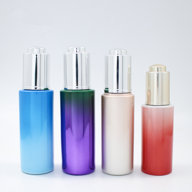 30ml 60ml 80ml Push button flat shoulder essential oil bottle customize frosted cosmetic dropper bottle