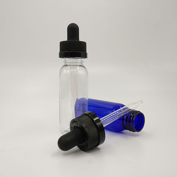 30ml 60ml Boston Round PET Dropper Bottle 20mm White Childproof Cap Measurement Plastic Pipette