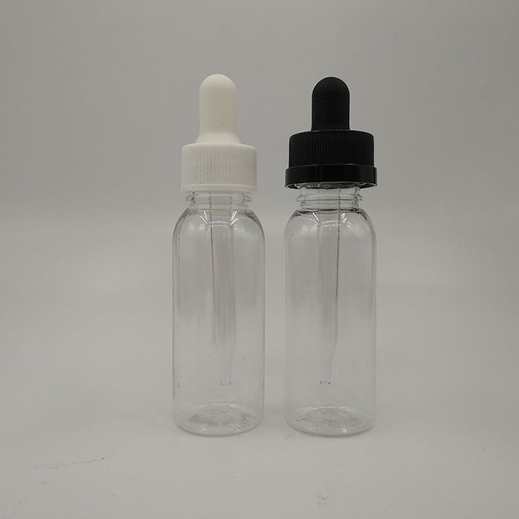 30ml 60ml Boston Round PET Dropper Bottle 20mm White Childproof Cap Measurement Plastic Pipette