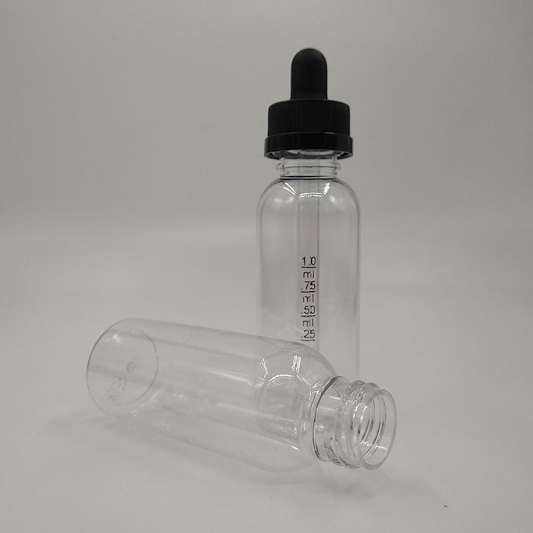 30ml 60ml Boston Round PET Dropper Bottle 20mm White Childproof Cap Measurement Plastic Pipette