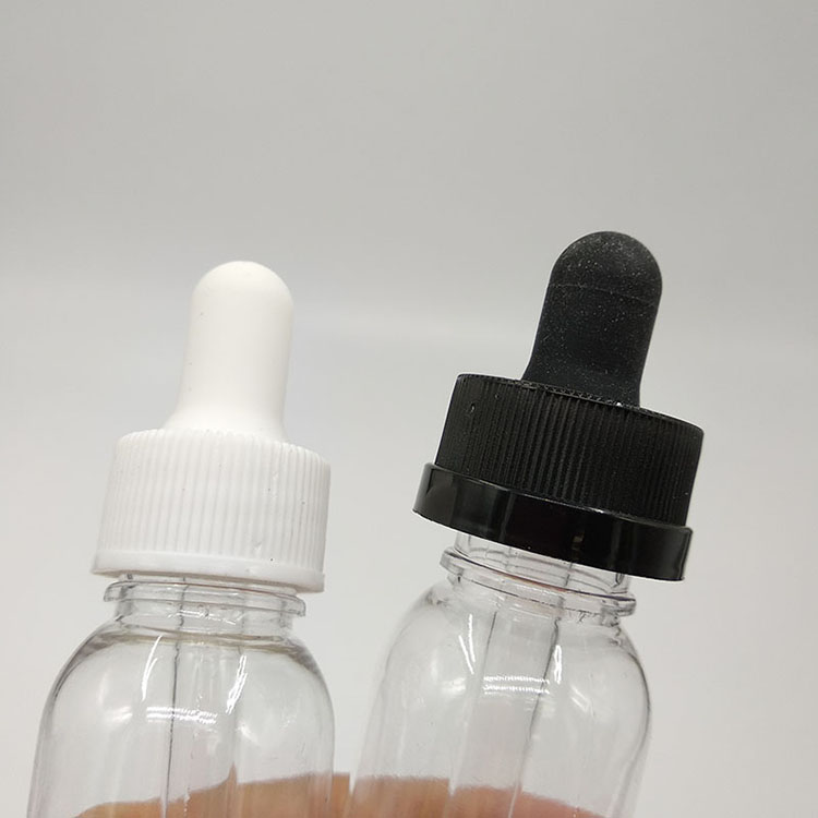 30ml 60ml Boston Round PET Dropper Bottle 20mm White Childproof Cap Measurement Plastic Pipette