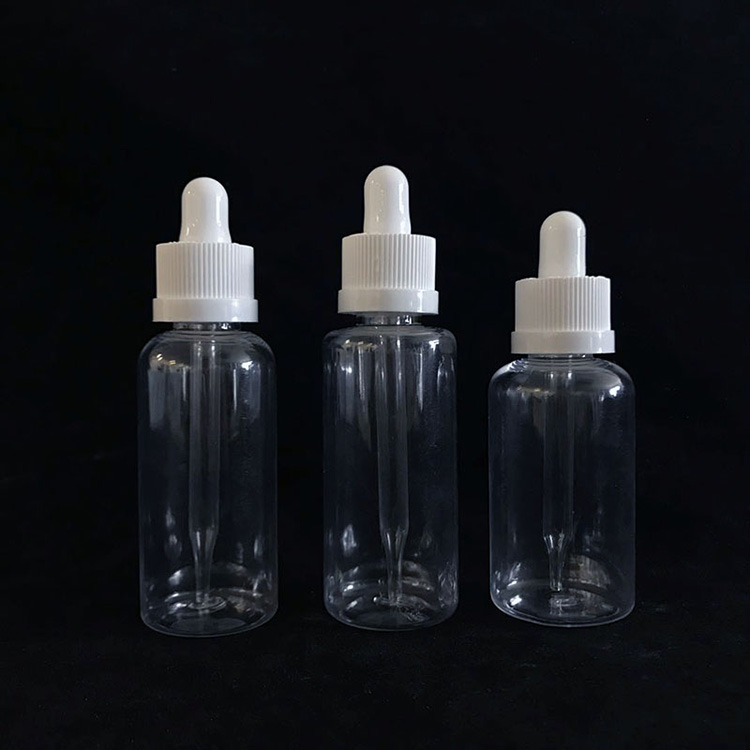 30ml 60ml Boston Round PET Dropper Bottle 20mm White Childproof Cap Measurement Plastic Pipette