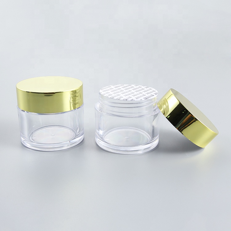 30ml 60ml PS Clear Empty Gold lids Cream Containers Cosmetic Jars for Cosmetic Packaging Container Nail Polish Powder