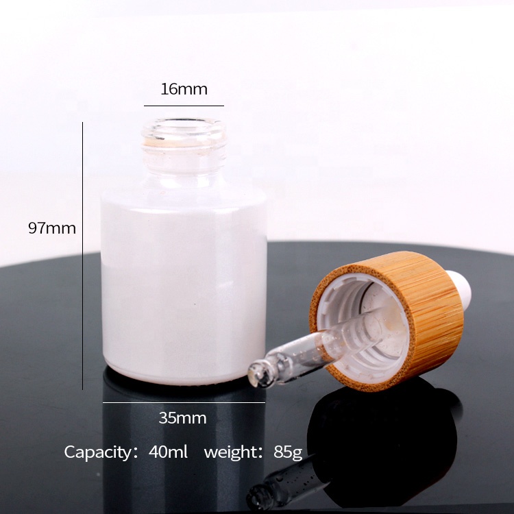30ml 60ml White coating glass dropper bottle essential oil bottle with bamboo lid