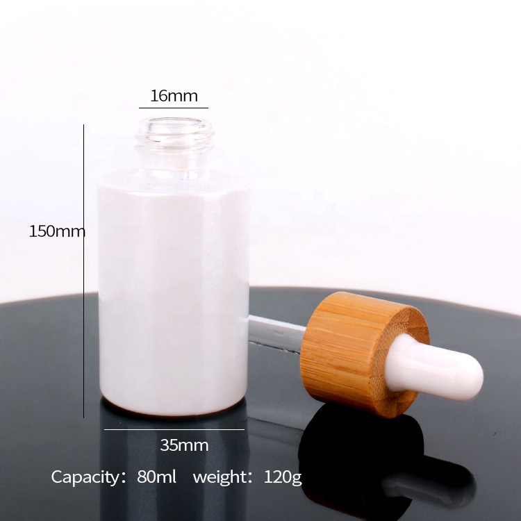 30ml 60ml White coating glass dropper bottle essential oil bottle with bamboo lid