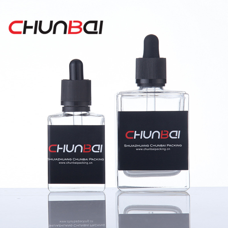 30ml 60ml black square essential oil glass bottle with dropper