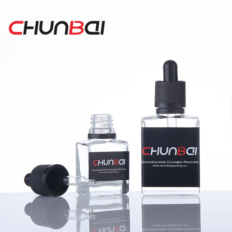 30ml 60ml black square essential oil glass bottle with dropper