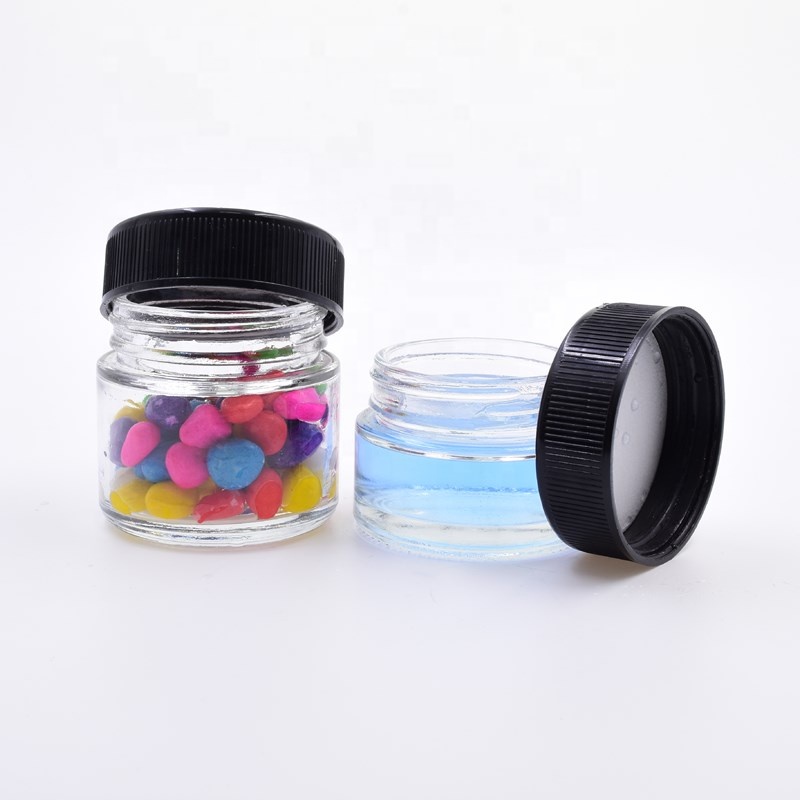 30ml 60ml transparent round flower packaging hemp cosmetics cream jar containers cbd child resistant glass jar with screw lid