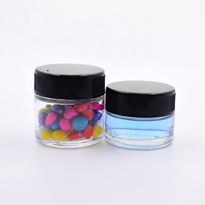 30ml 60ml transparent round flower packaging hemp cosmetics cream jar containers cbd child resistant glass jar with screw lid