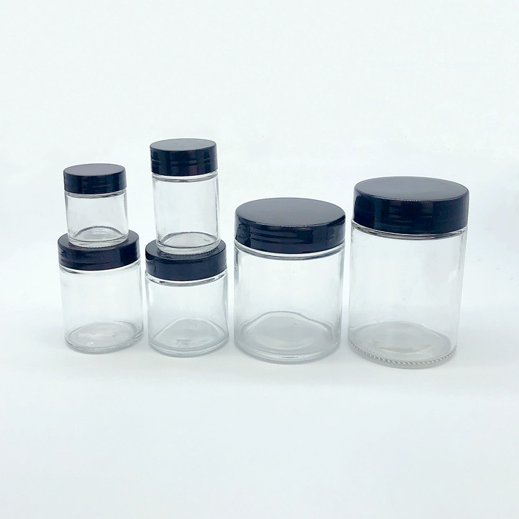 30ml-650ml round clear glass container storage jar with plastic lid