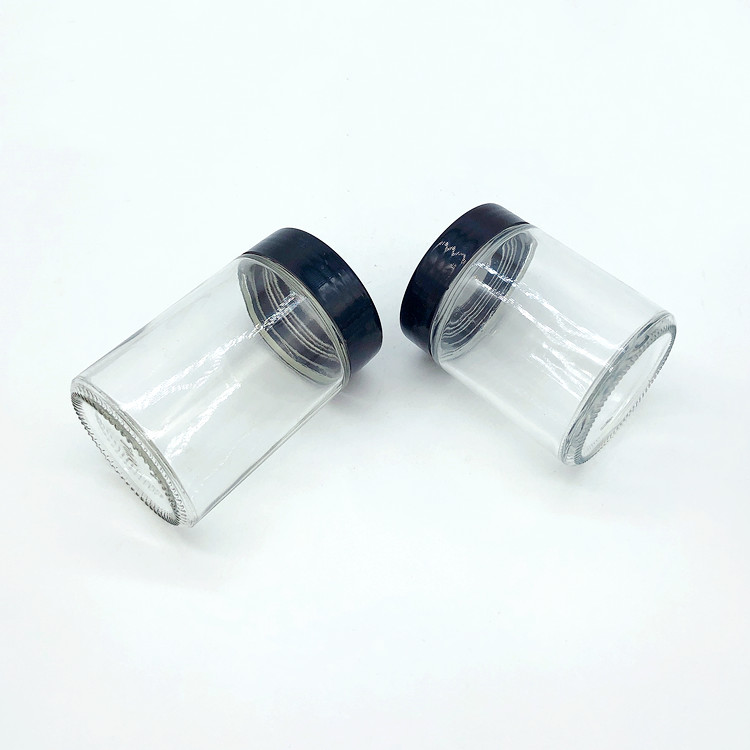 30ml-650ml round clear glass container storage jar with plastic lid