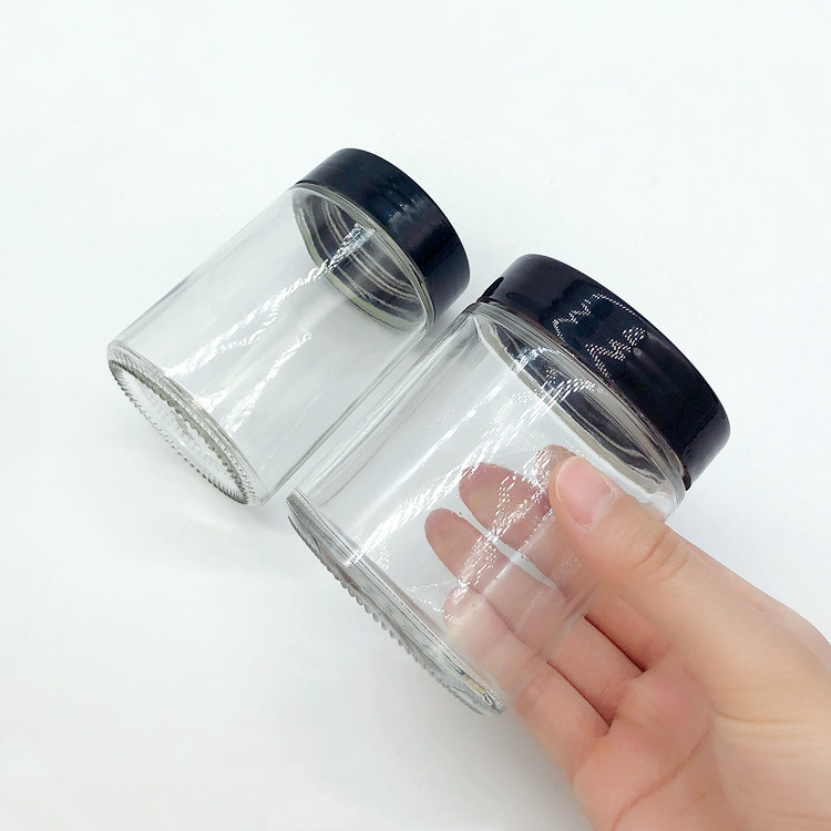 30ml-650ml round clear glass container storage jar with plastic lid