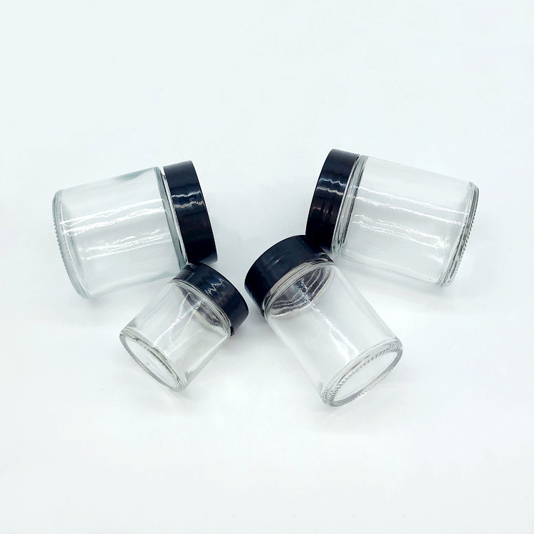 30ml-650ml round clear glass container storage jar with plastic lid