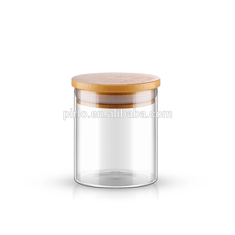 30ml 75ml 150ml 540ml food storage borosilicate vacuum glass jar with rubber seal bamboo wooden lid bottle for spice