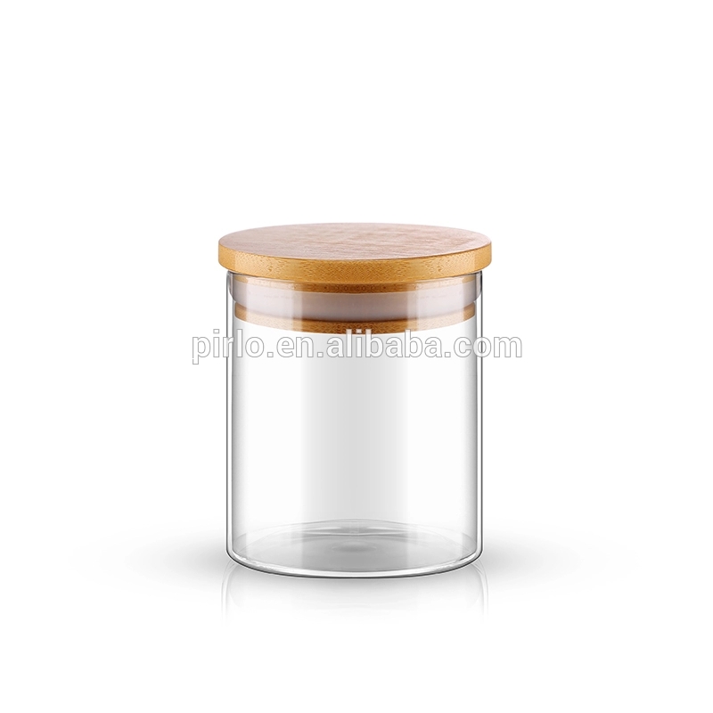 30ml 75ml 150ml 540ml food storage borosilicate vacuum glass jar with rubber seal bamboo wooden lid bottle for spice