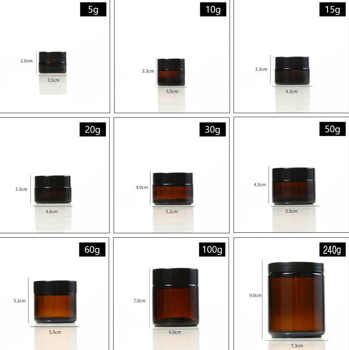 30ml Amber Cosmetic Glass Jar for Cream Lip Scrub Lip Balm
