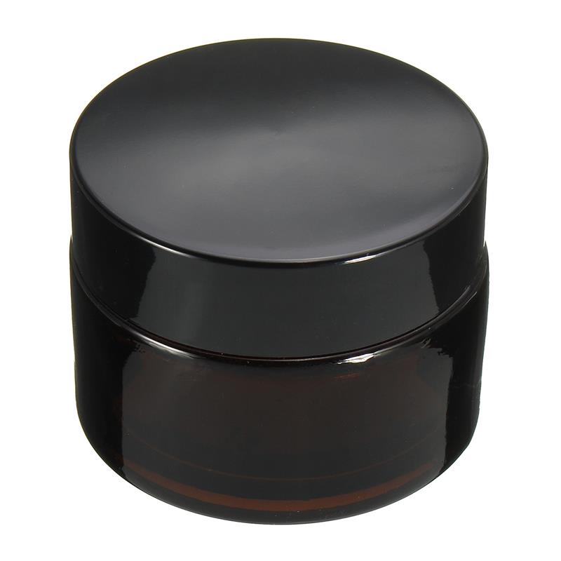 30ml Amber Glass Cream Jar with Black Plastic Cap