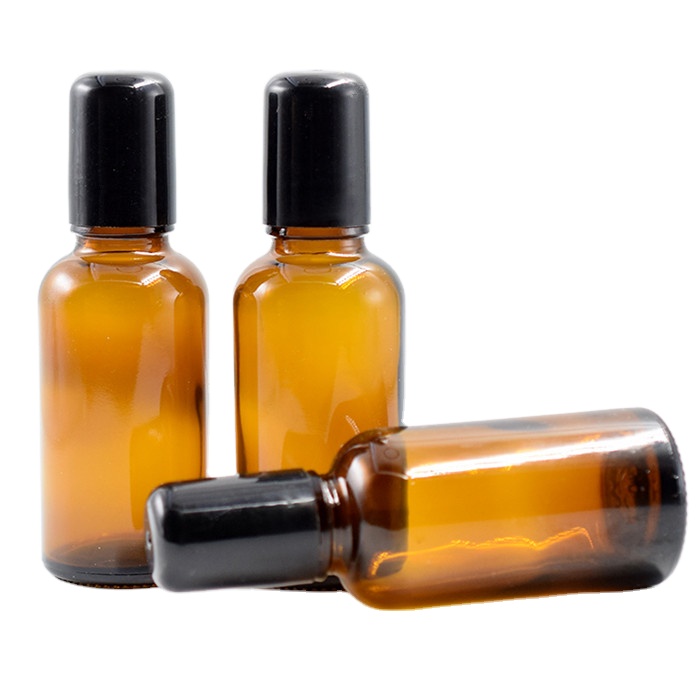 30ml Amber Glass Roll-on Bottles Portable Essential Oil Jar Bottle With Glass Roller Ball
