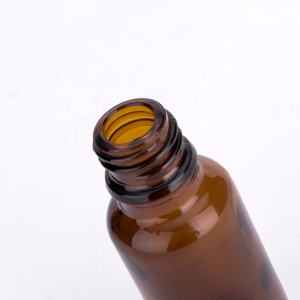 30ml Amber Glass Serum Bottle with Bamboo Collar High Quality Bamboo Cosmetic Dropper with Amber Glass