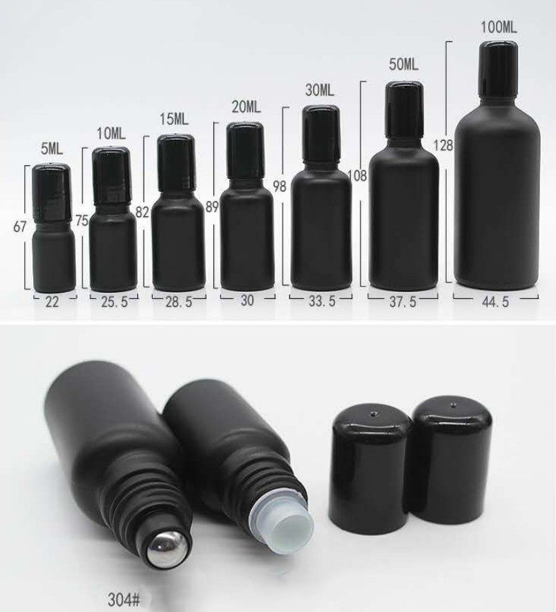 30ml Black Dropper Glass Oil Bottle Factory Sell Perfume Bottle Clear Matte Coating