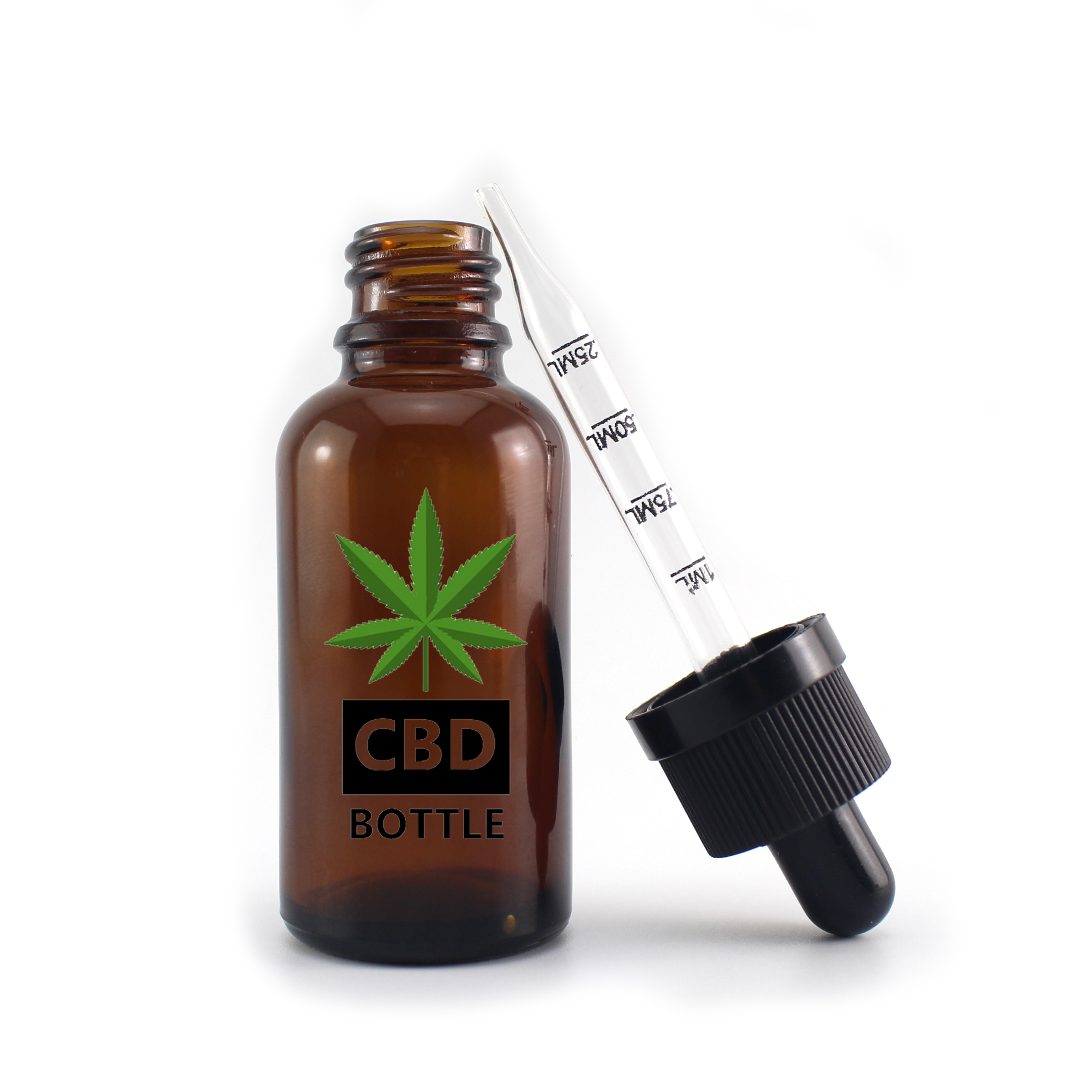 30ml CBD hemp oil essential oil glass dropper bottle with custom logo printing