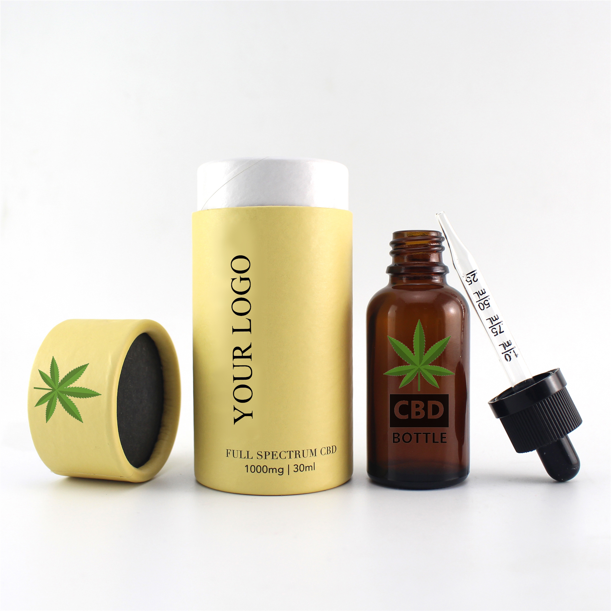 30ml CBD hemp oil essential oil glass dropper bottle with custom logo printing