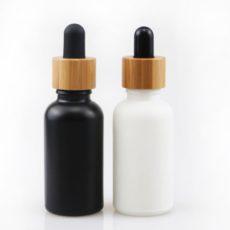 30ml CBD oil glass pipette bottle black frosted glass dropper bottle bamboo black matte glass bottle