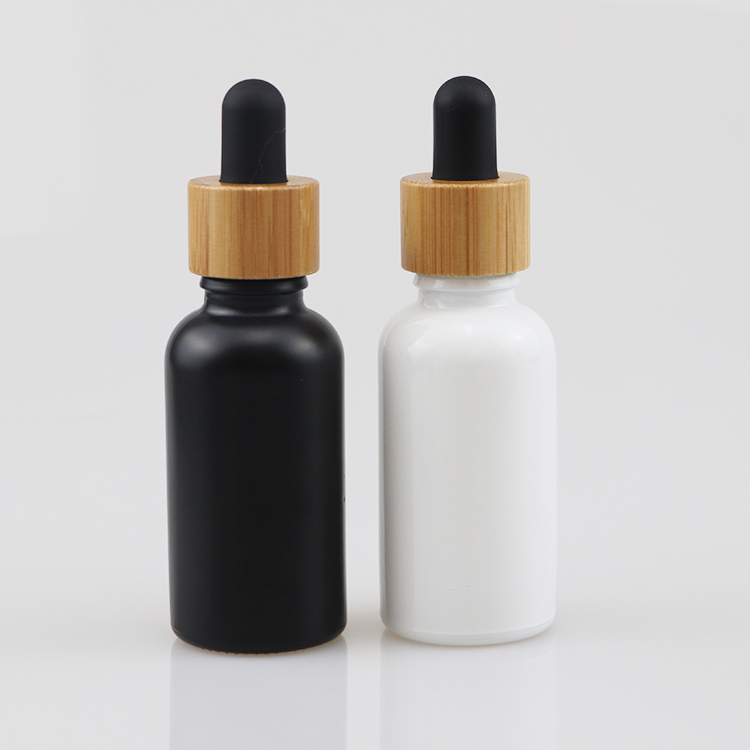 30ml CBD oil glass pipette bottle black frosted glass dropper bottle bamboo black matte glass bottle