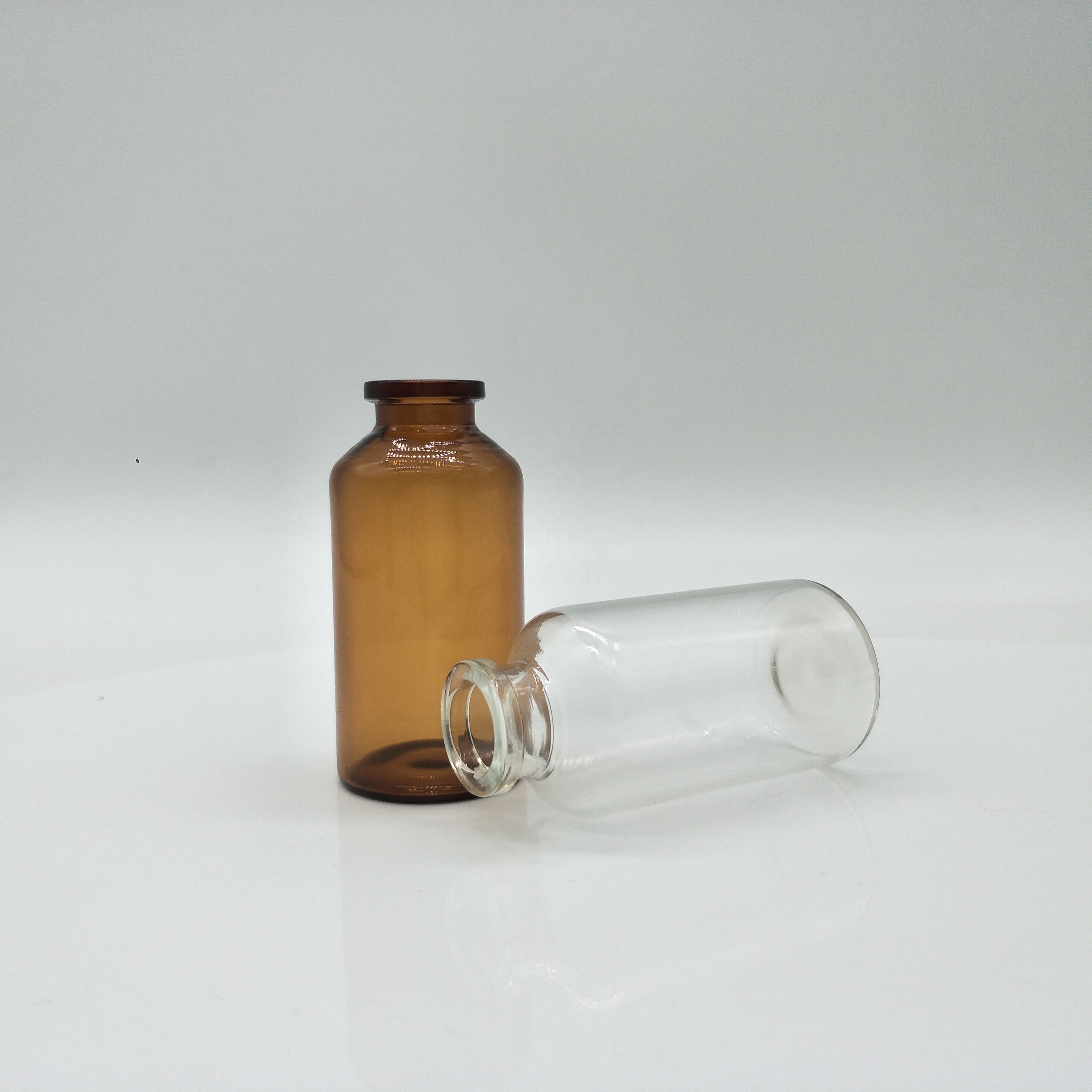 30ml Clear Amber Tubular Vials Glass Injection Bottle With Rubber Stopper And Aluminum Plastic Cap