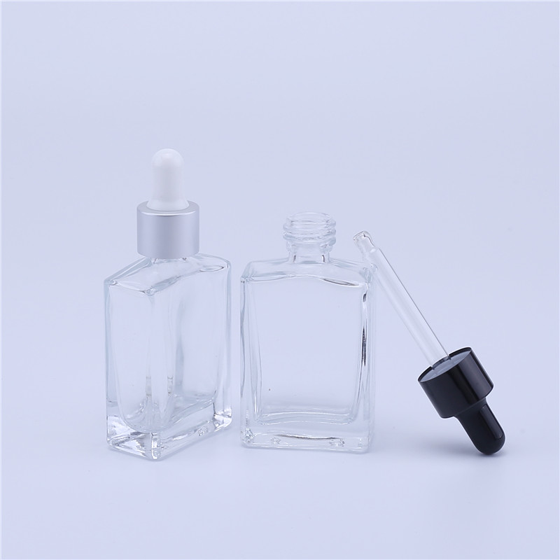 30ml Clear Cosmetic Oil Squareg Glass Dropper Bottle In Stock For Essential Oil