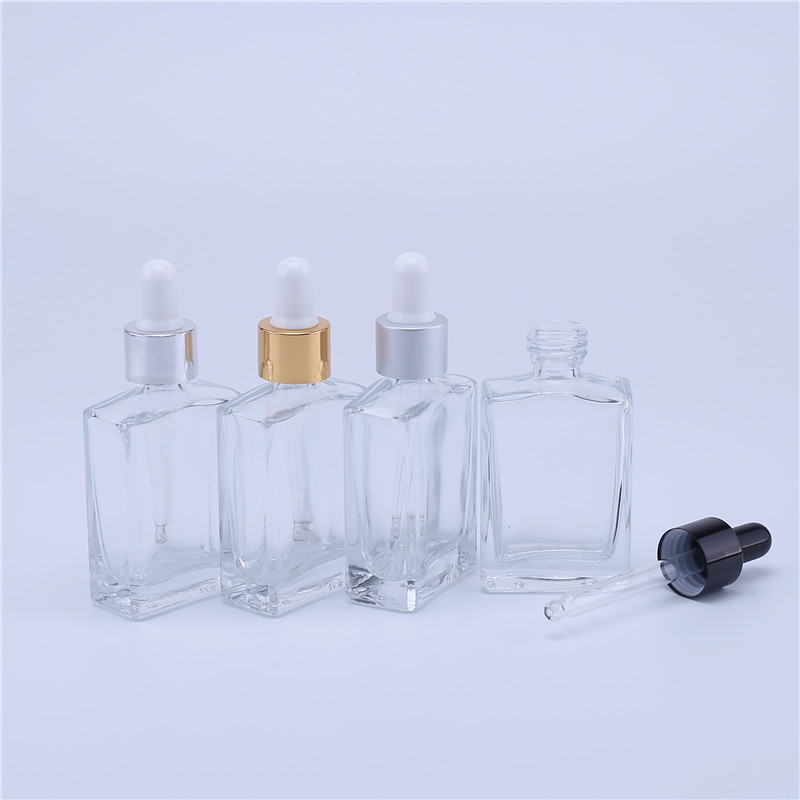 30ml Clear Cosmetic Oil Squareg Glass Dropper Bottle In Stock For Essential Oil