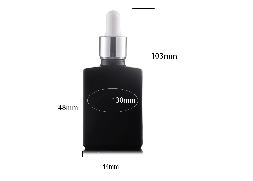 30ml Clear Frosted Matte Black Cosmetic Essential Oil Glass Dropper Bottle