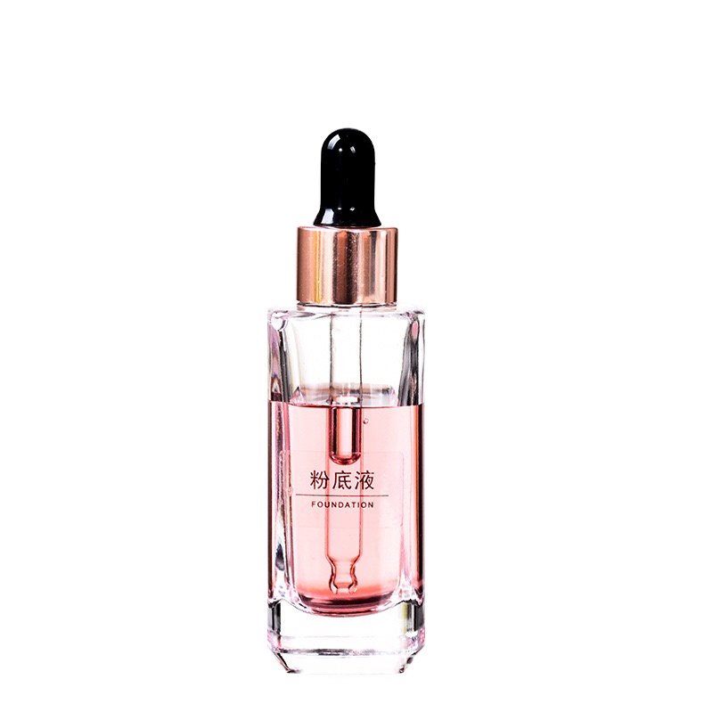 30ml  Clear Hot Stamping Flat Empty Glass Dropper Essential Oil Bottle