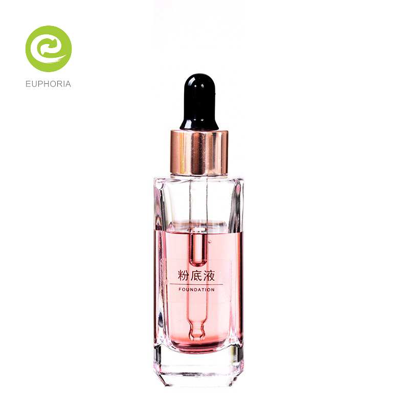 30ml Clear Hot Stamping Flat Empty Glass Dropper Essential Oil Bottle